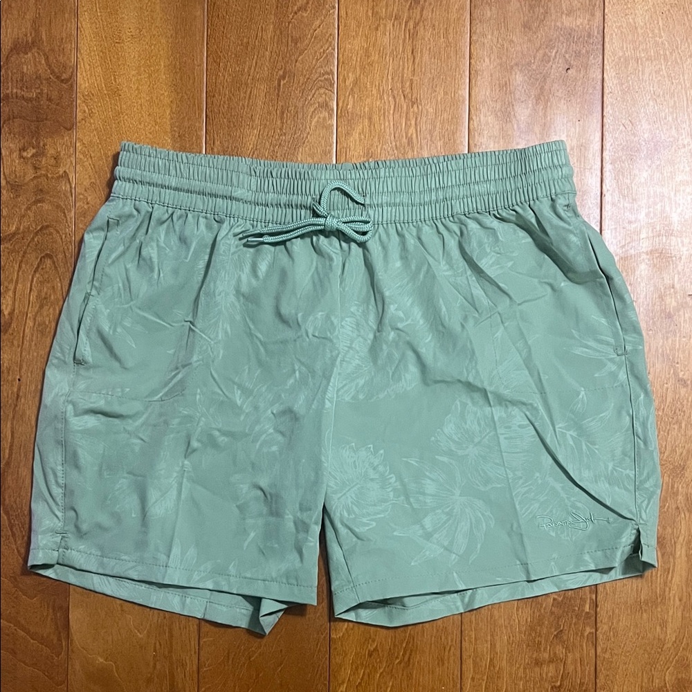 Panama Jack Men’s Athletic Shorts Size Large Sage Green Tropical Print Pockets - Picture 2 of 9